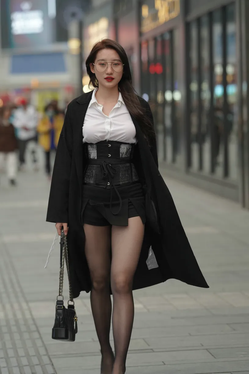 [Mzsock] NO.160 Long legs in black stockings street photography#[105P]-42