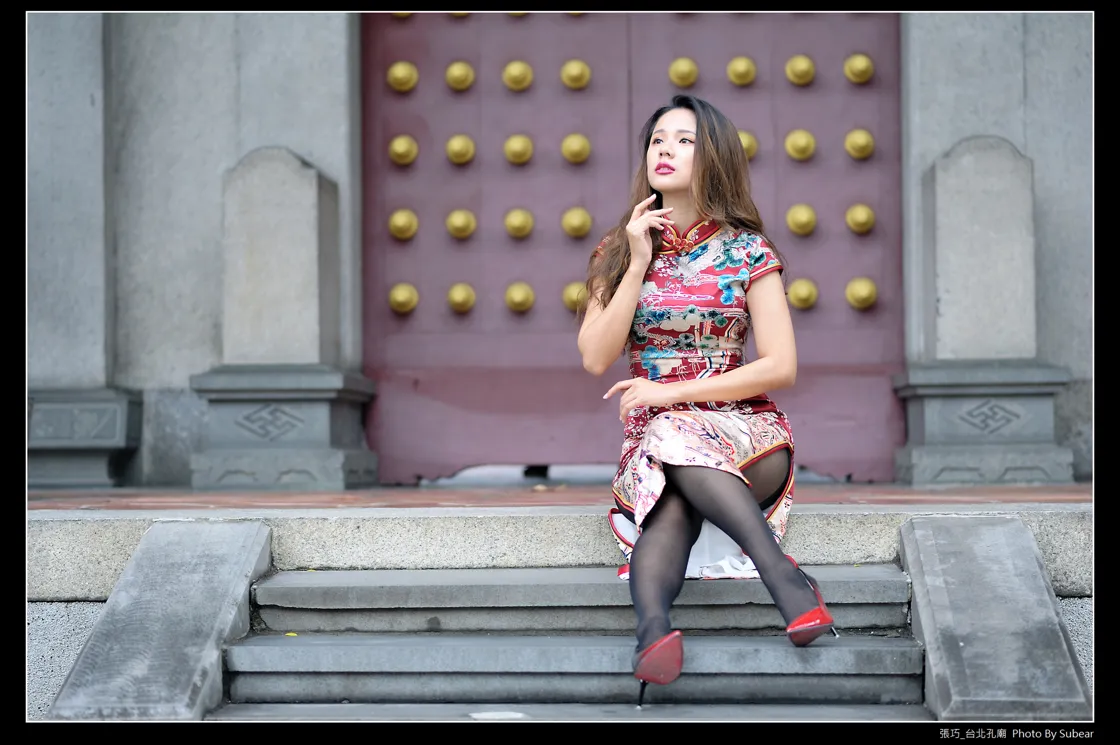 [Mzsock] NO.098 Zhang Qiao cheongsam black silk high heels beautiful legs street photography#[54P]-3